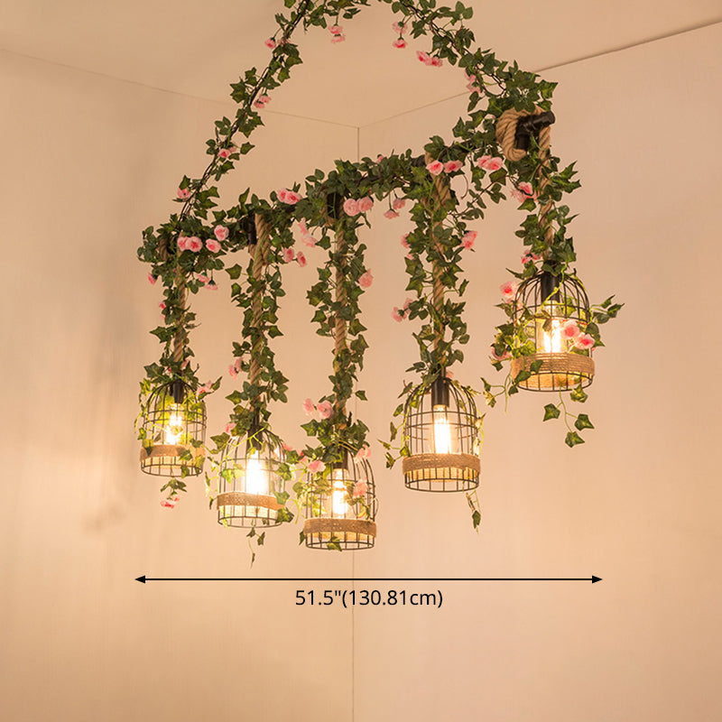 Black  Hanging Island Light Industrial Retro Metal Pendant Light