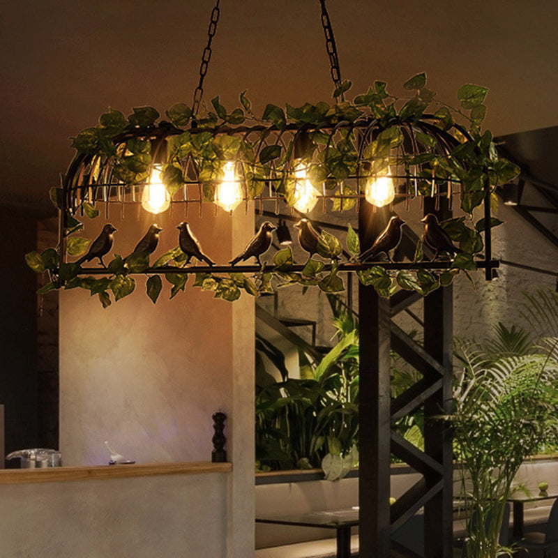 Island Pendant Light Industrial Metal  Hanging Lamp in Black