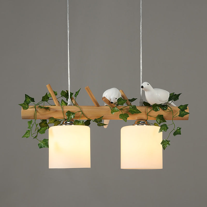 Wood Island Light Modern Natural Wood Linear Island Lighting for Restaurant