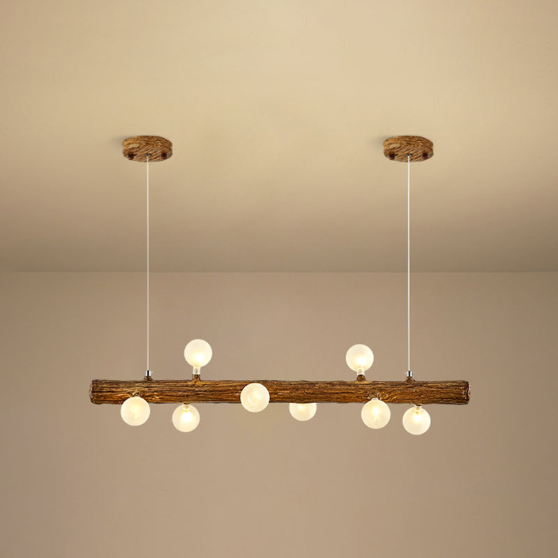 Island Pendant Modern Linear Metal Hanging Lamp in Brown