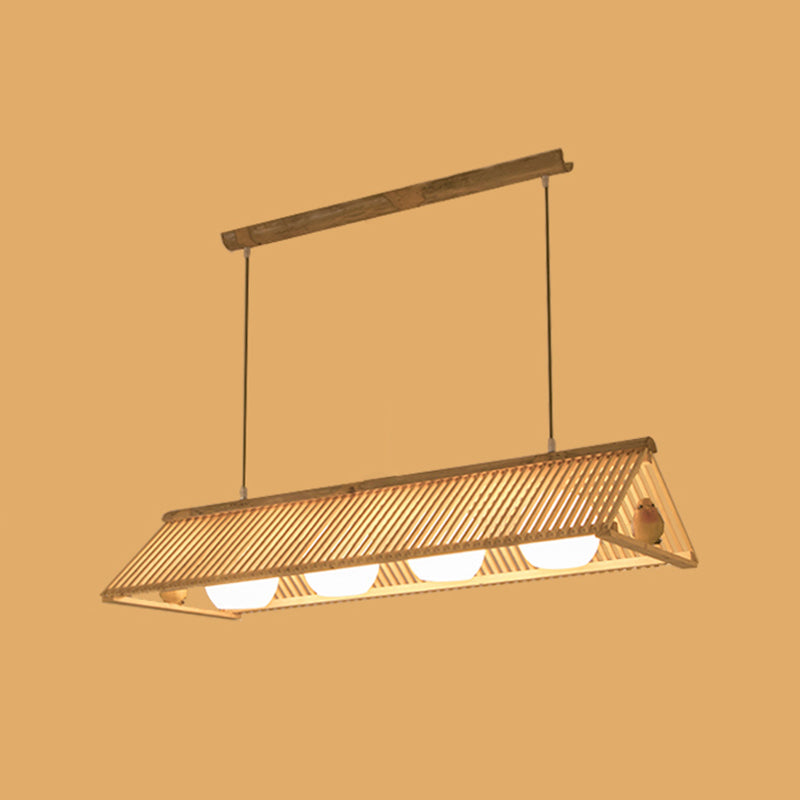 Triangle Island Pendant Asian Wood Pendant Lighting in Natural Wood
