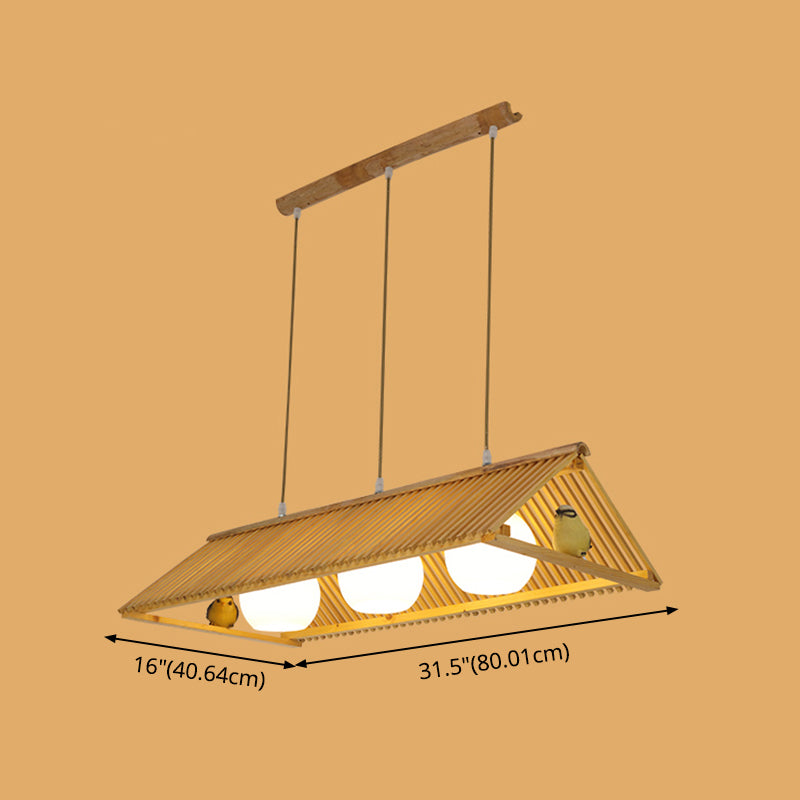 Triangle Island Pendant Asian Wood Pendant Lighting in Natural Wood