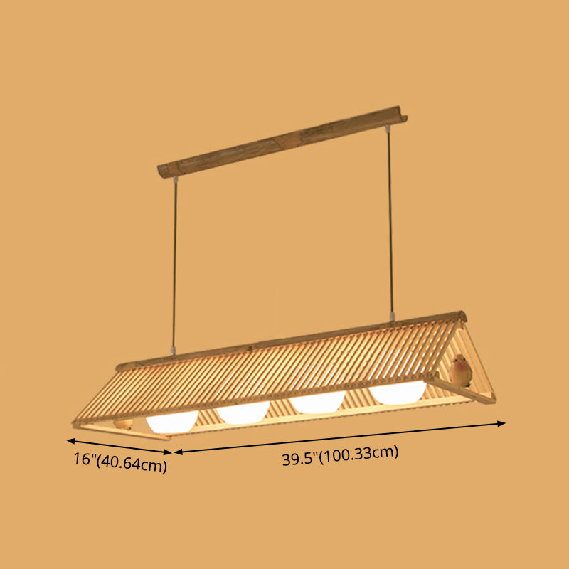 Triangle Island Pendant Asian Wood Pendant Lighting in Natural Wood