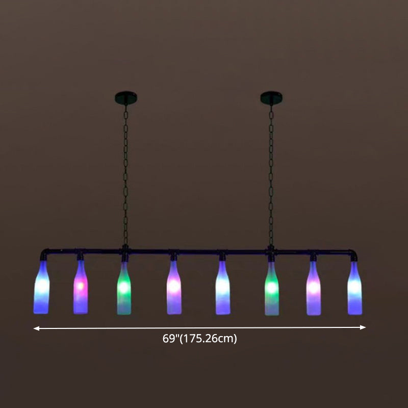 Multi-Color Island Pendant Light Industrial Iron Pipe Wine Bottle Island Lamps