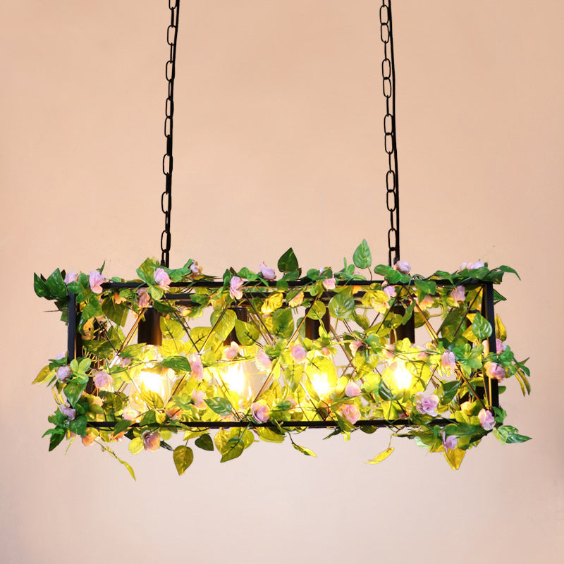 Black Metal Plant Island Ceiling Light Rustic Pendant  Lighting for Restaurant