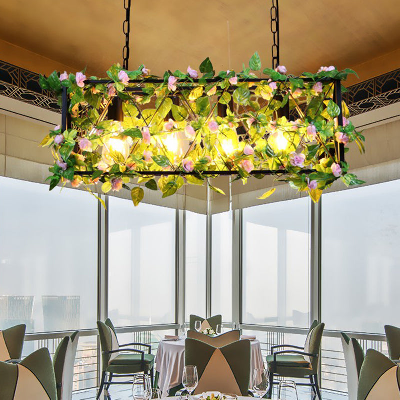 Black Metal Plant Island Ceiling Light Rustic Pendant  Lighting for Restaurant