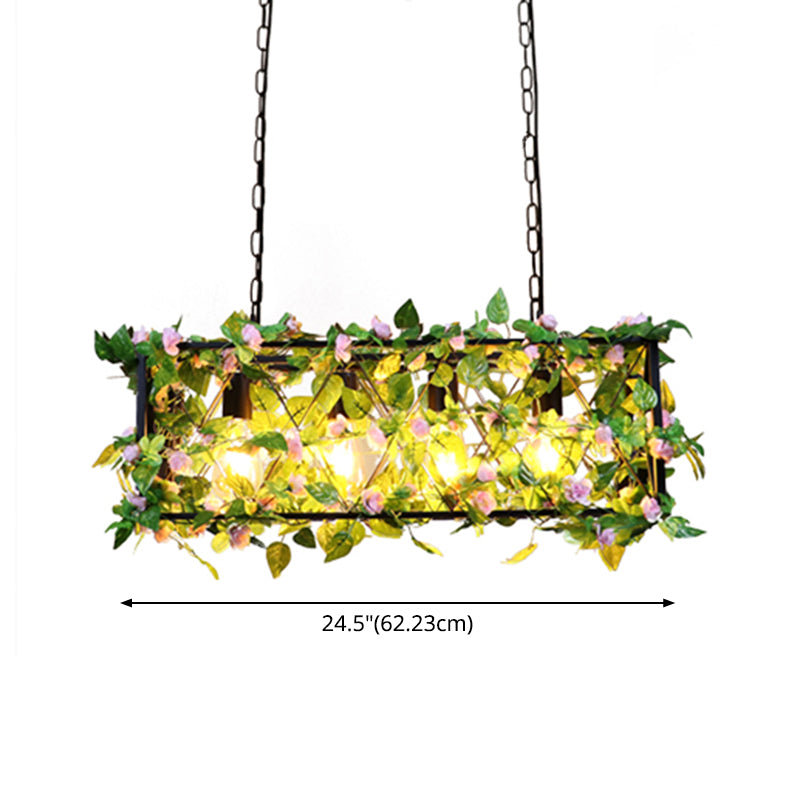 Black Metal Plant Island Ceiling Light Rustic Pendant  Lighting for Restaurant