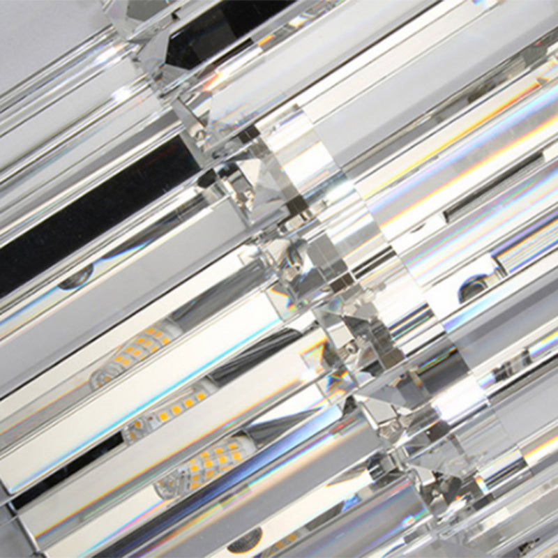 Crystal Block Cylinder Wall Mounted Light Contemporary 3 Lights Silver Sconce Light