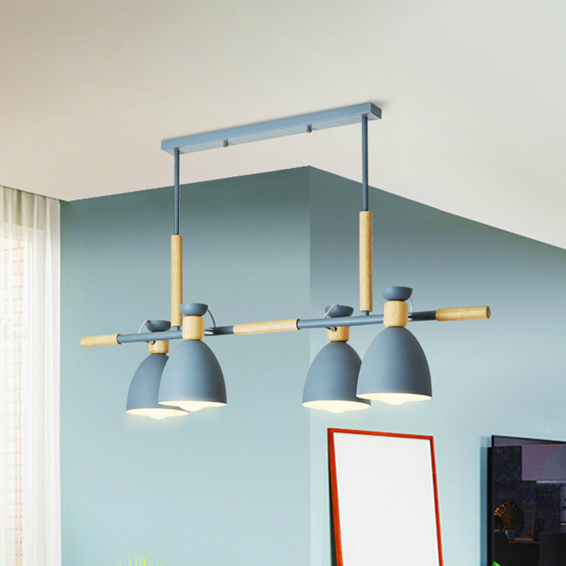 Lights Island Linear colgante lineal estilo nórdico tazón de metal iluminación con detalle de madera