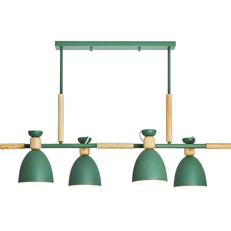 Lights Island Linear colgante lineal estilo nórdico tazón de metal iluminación con detalle de madera