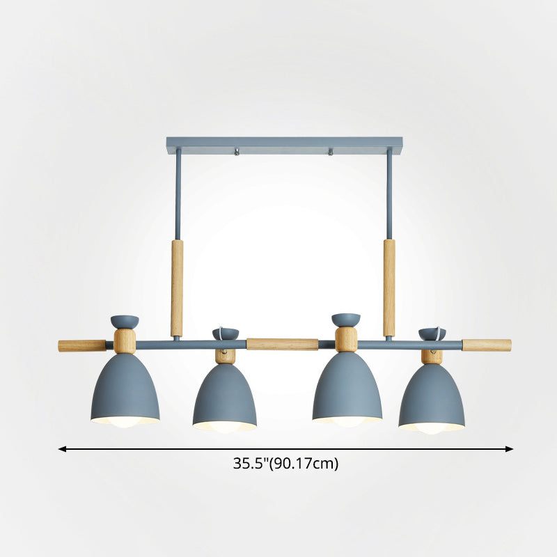 Lights Island Linear colgante lineal estilo nórdico tazón de metal iluminación con detalle de madera