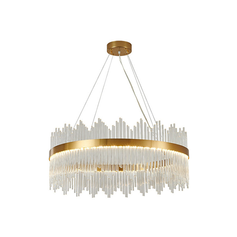 Modern Drum Chandelier Glass Crystal Pendant Ceiling Lights with Adjustable Hanging Cord for Living Room