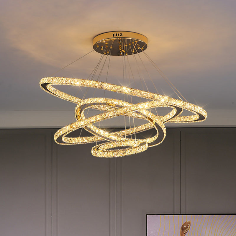 Contemporary Ring Chandelier Pendant Light K9 Crystal Suspension Pendant Light for Living Room