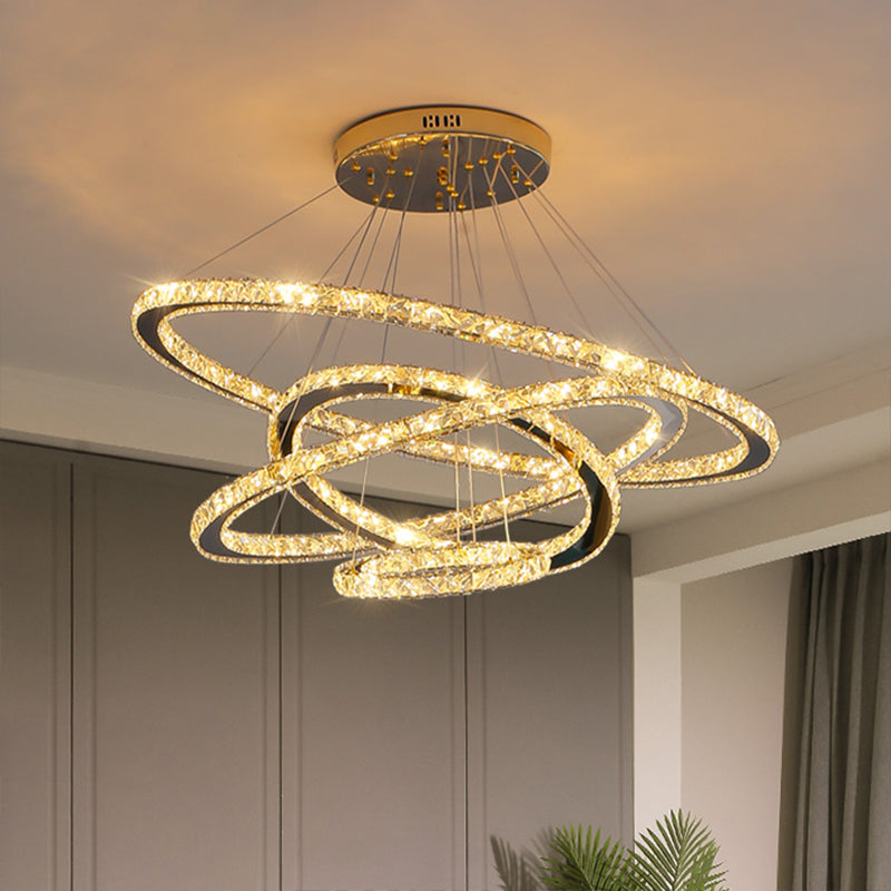 Contemporary Ring Chandelier Pendant Light K9 Crystal Suspension Pendant Light for Living Room