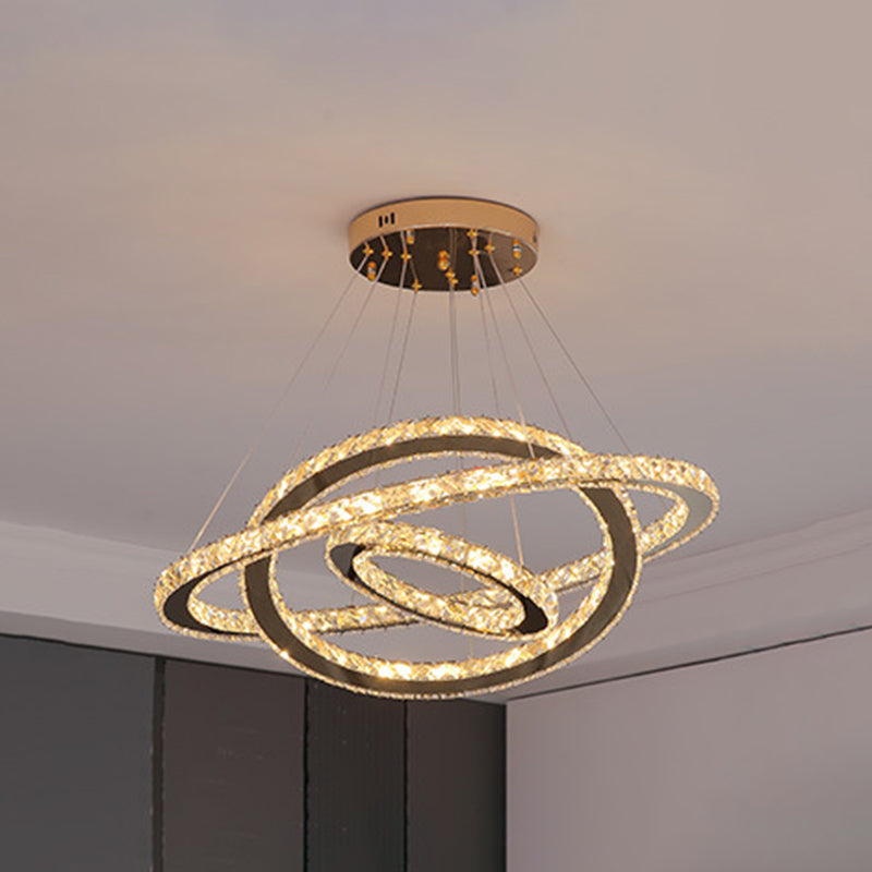 Contemporary Ring Chandelier Pendant Light K9 Crystal Suspension Pendant Light for Living Room
