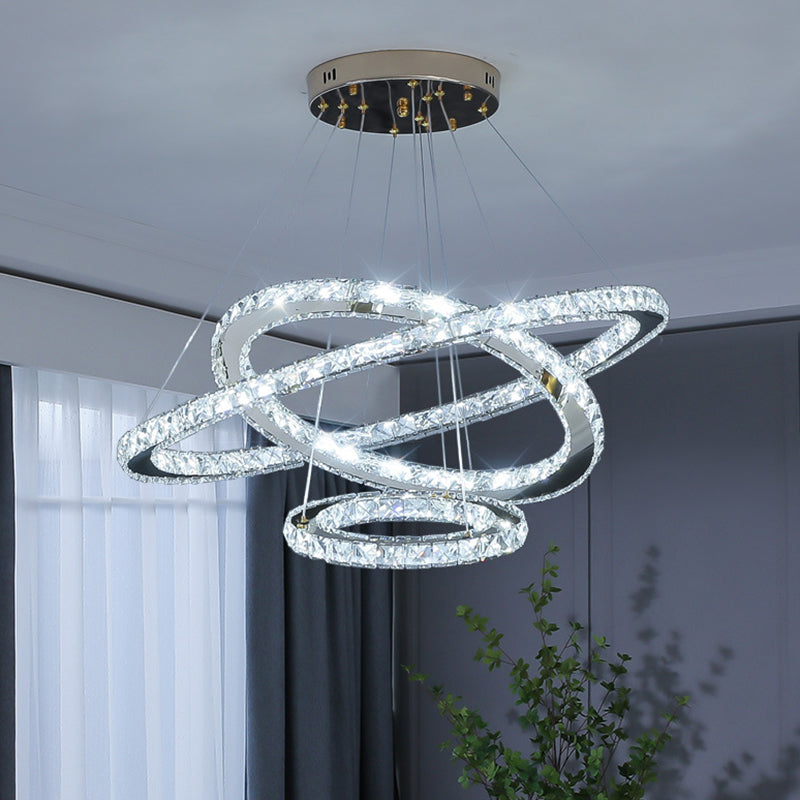 Contemporary Ring Chandelier Pendant Light K9 Crystal Suspension Pendant Light for Living Room