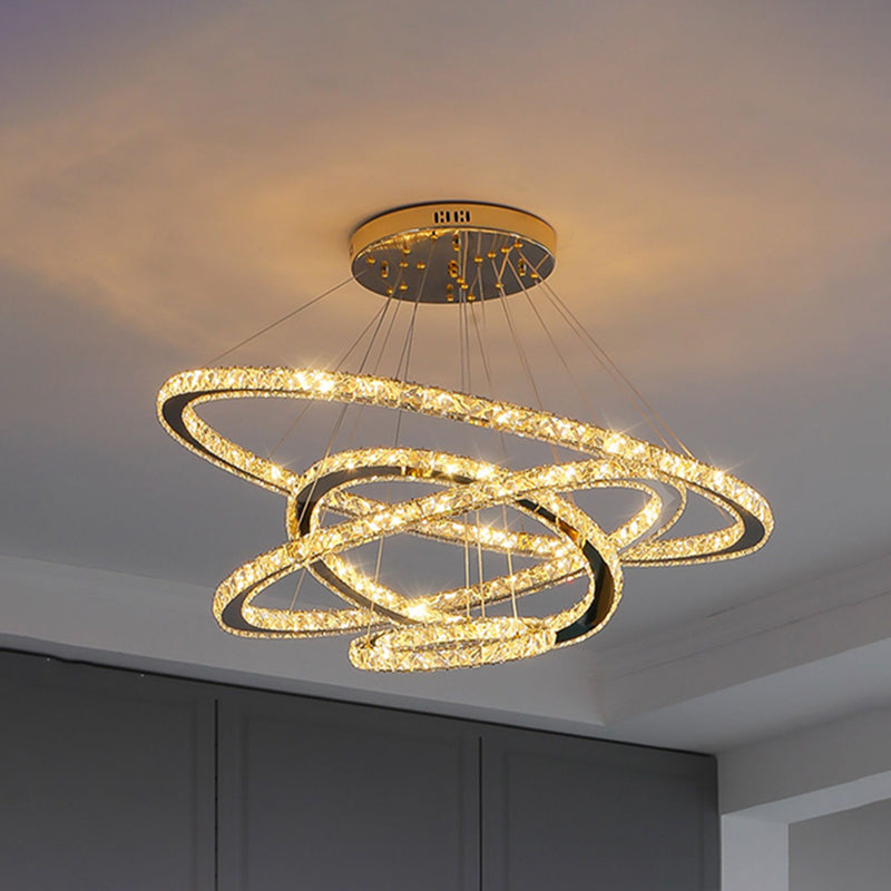 Contemporary Ring Chandelier Pendant Light K9 Crystal Suspension Pendant Light for Living Room