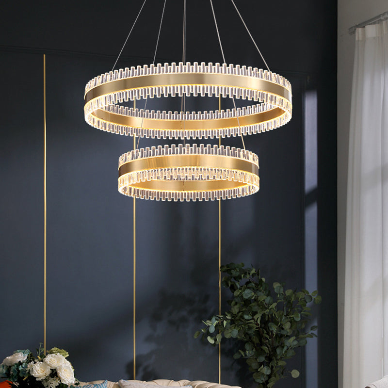 Contemporary Interlace Rings Chandelier Lights Metal Hanging Pendant Light for Living Room