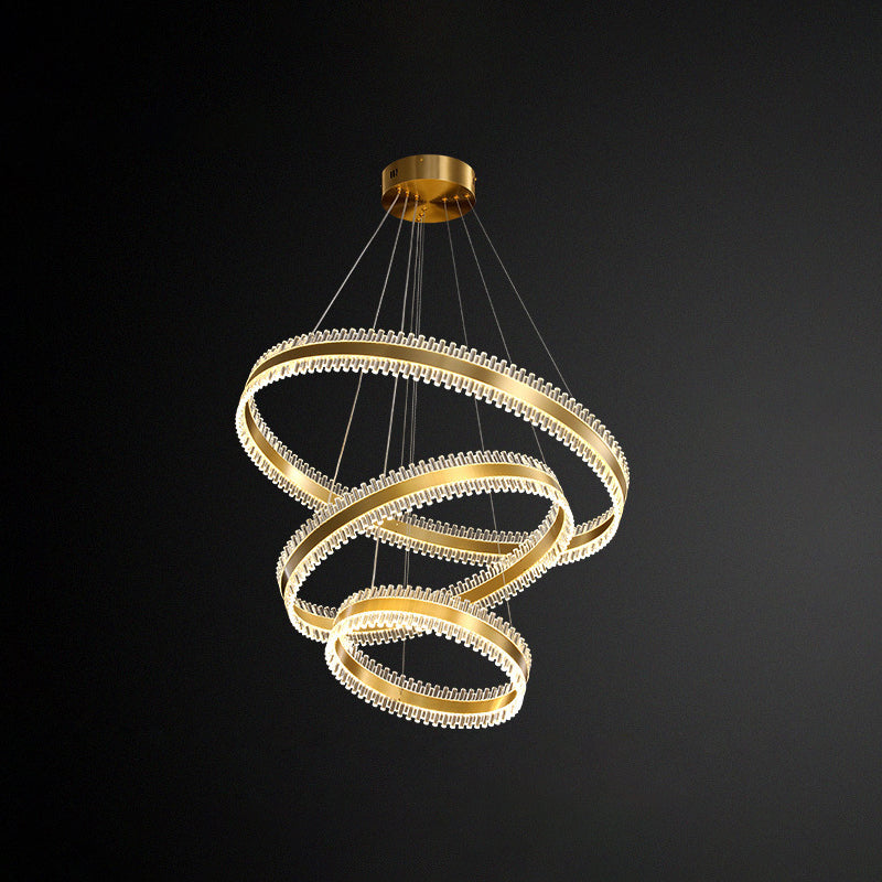 Contemporary Interlace Rings Chandelier Lights Metal Hanging Pendant Light for Living Room