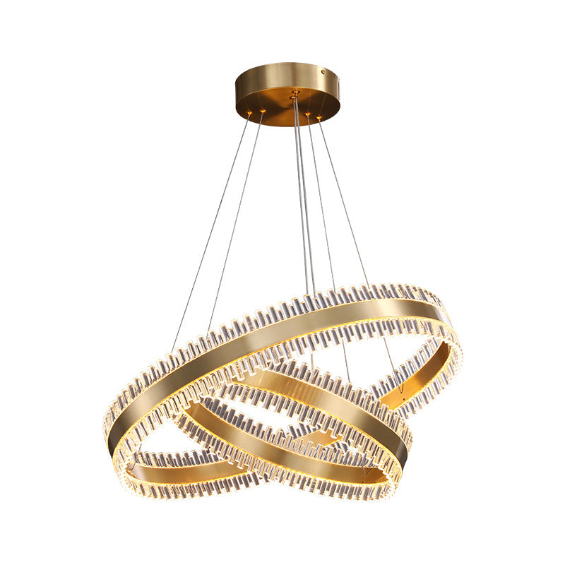 Contemporary Interlace Rings Chandelier Lights Metal Hanging Pendant Light for Living Room