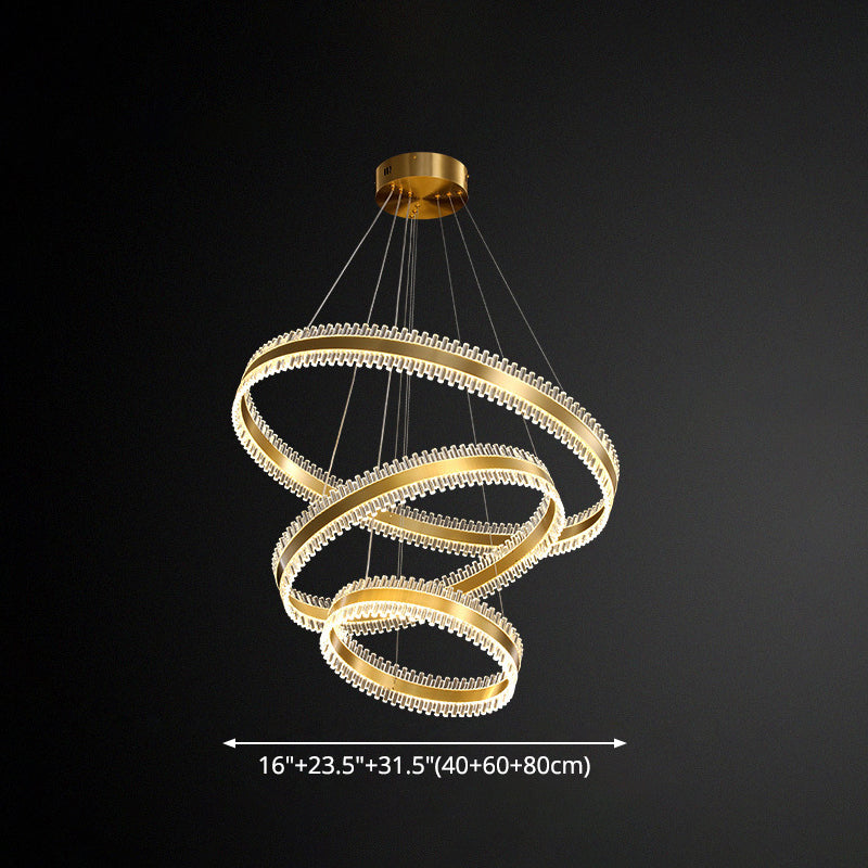 Contemporary Interlace Rings Chandelier Lights Metal Hanging Pendant Light for Living Room