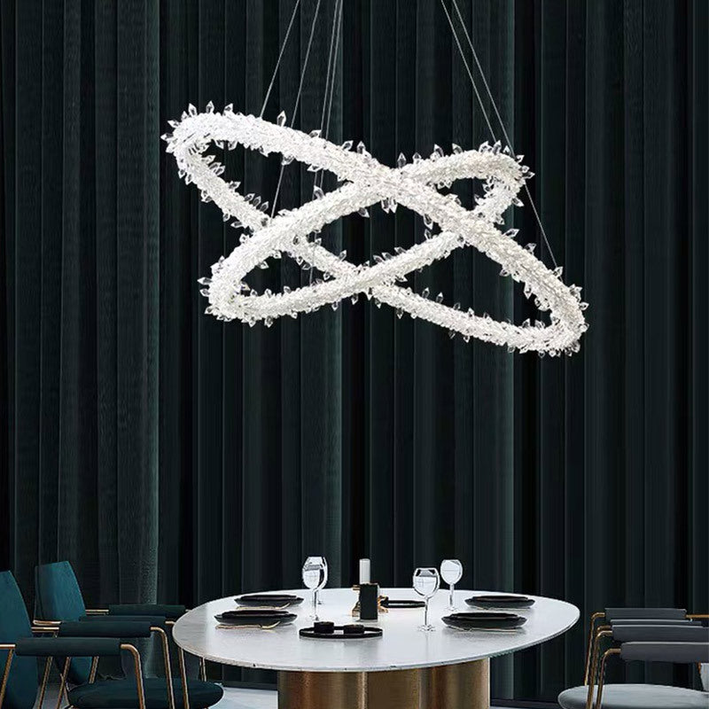 Ultra-modern Circle Chandelier Lamp Crystal Hanging Pendant Lights for Restaurant