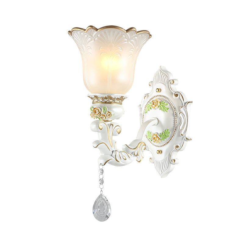 Opale Glass Flower Mur Murce Light Traditional 1/2 Lights Living Wall Lightture Murnture en blanc
