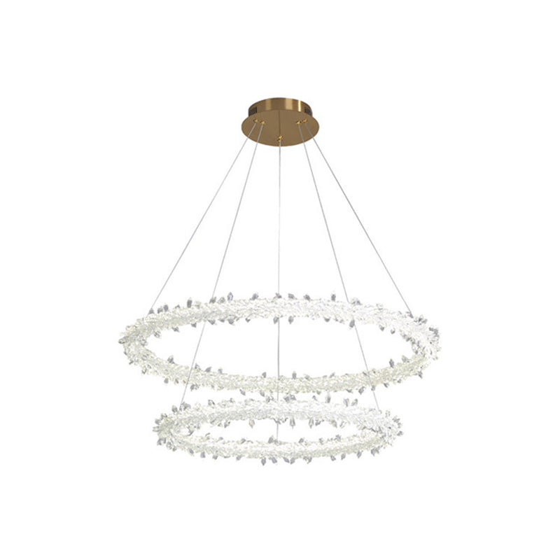 Ultra-modern Circle Chandelier Lamp Crystal Hanging Pendant Lights for Restaurant