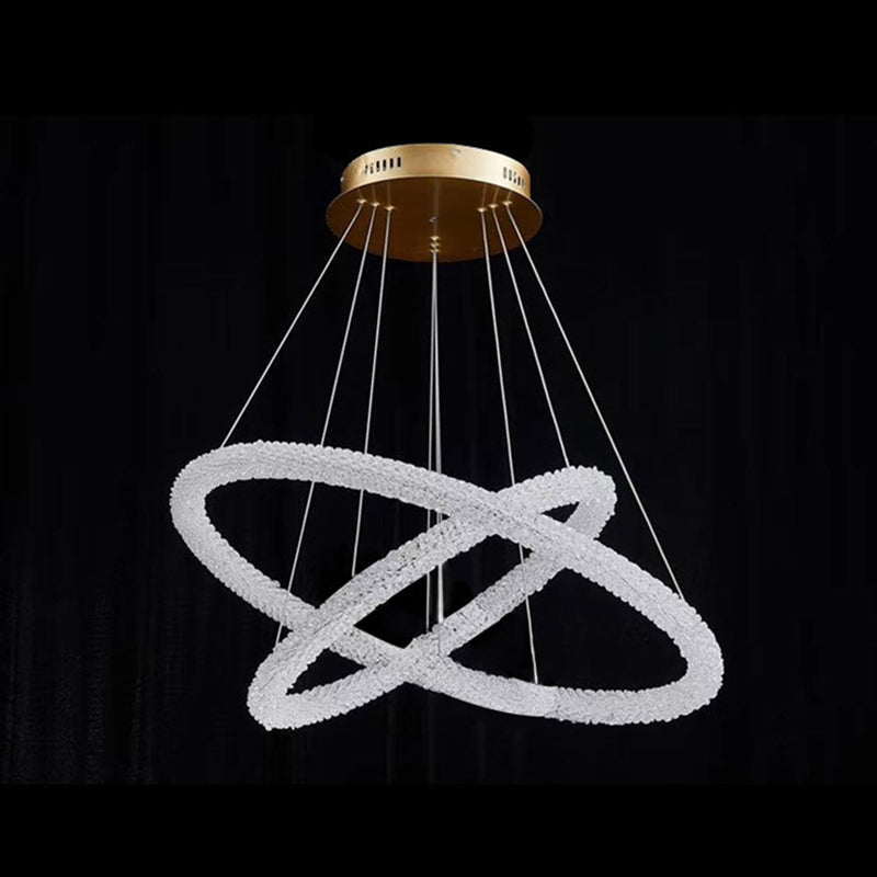 Ultra-modern Circle Chandelier Lamp Crystal Hanging Pendant Lights for Restaurant