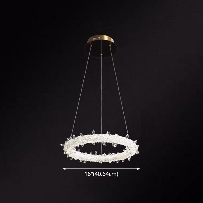 Ultra-modern Circle Chandelier Lamp Crystal Hanging Pendant Lights for Restaurant