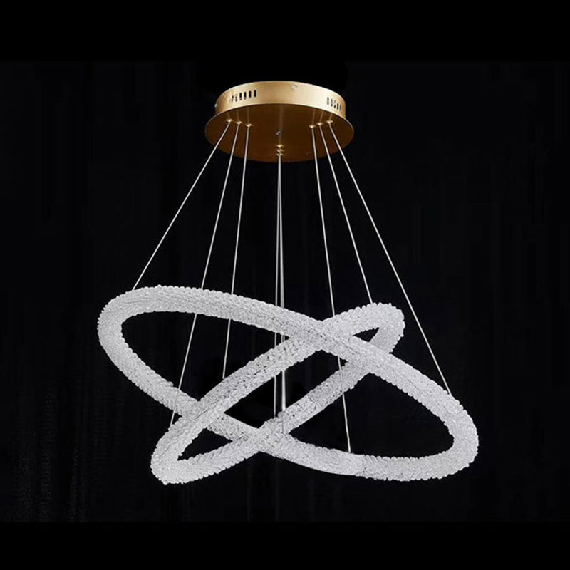 Ultra-modern Circle Chandelier Lamp Crystal Hanging Pendant Lights for Restaurant
