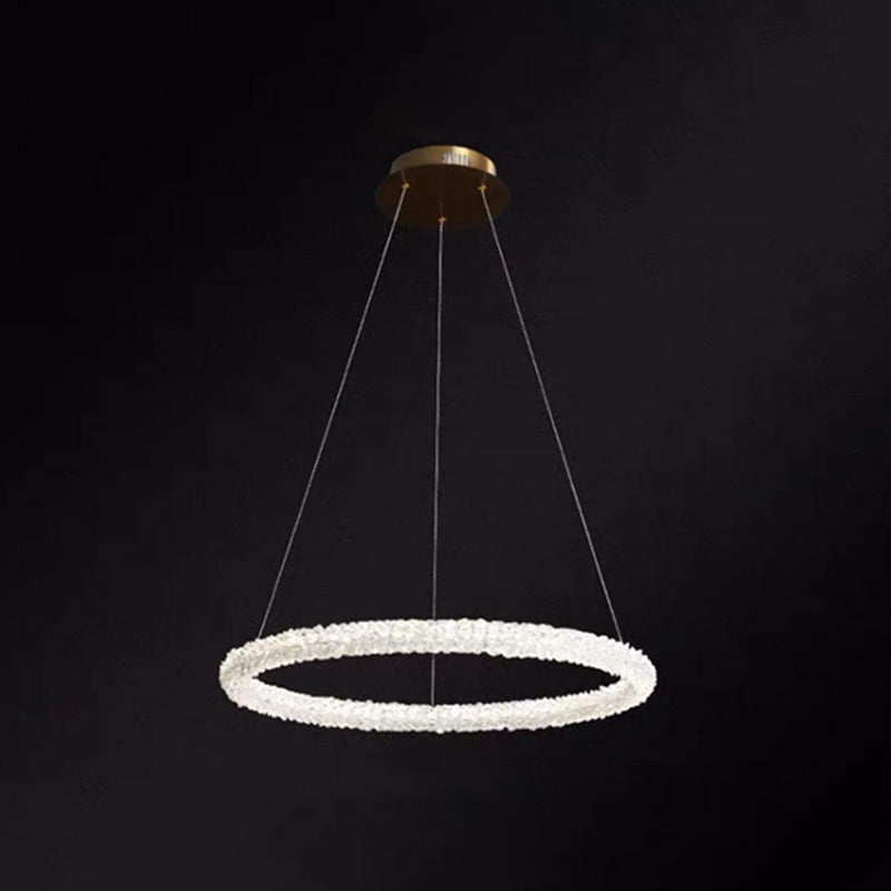Ultra-modern Circle Chandelier Lamp Crystal Hanging Pendant Lights for Restaurant