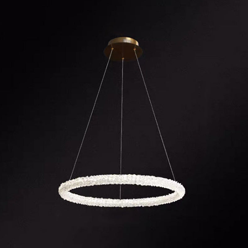 Ultra-modern Circle Chandelier Lamp Crystal Hanging Pendant Lights for Restaurant