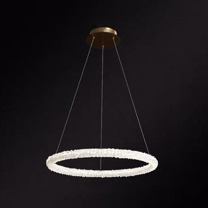Ultra-modern Circle Chandelier Lamp Crystal Hanging Pendant Lights for Restaurant
