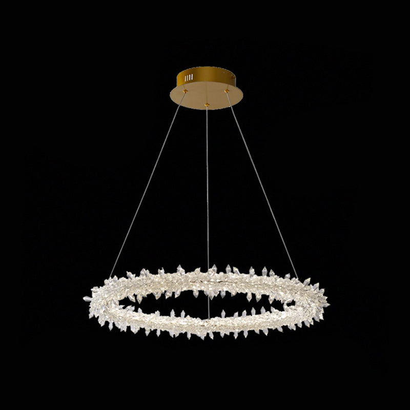 Modern Flower Ring Chandelier Light Fixtures Crystal Hanging Light Kit for Living Room
