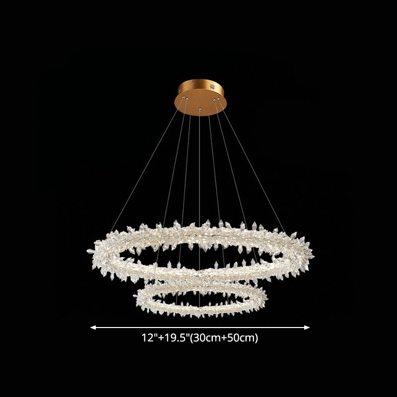 Modern Flower Ring Chandelier Light Fixtures Crystal Hanging Light Kit for Living Room