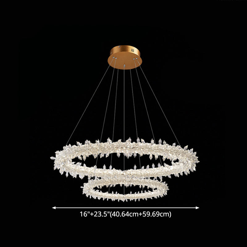 Modern Flower Ring Chandelier Light Fixtures Crystal Hanging Light Kit for Living Room