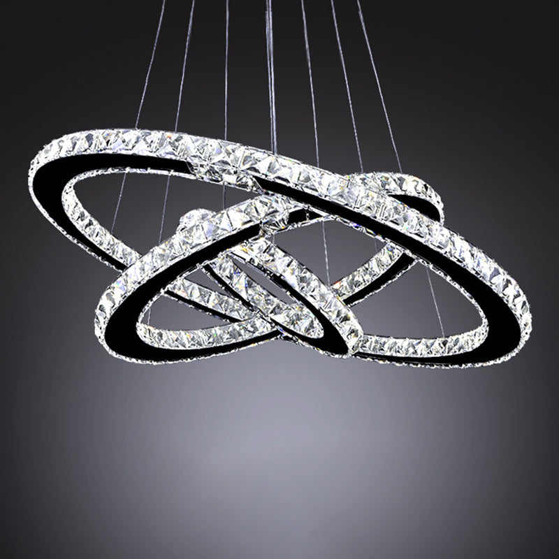 Contemporary Interlace Rings Chandelier Pendant Light Stainless Steel Hanging Light Fixtures for Bedroom