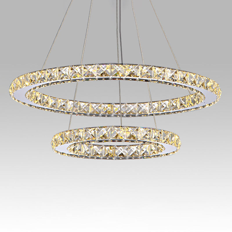 Contemporary Interlace Rings Chandelier Pendant Light Stainless Steel Hanging Light Fixtures for Bedroom