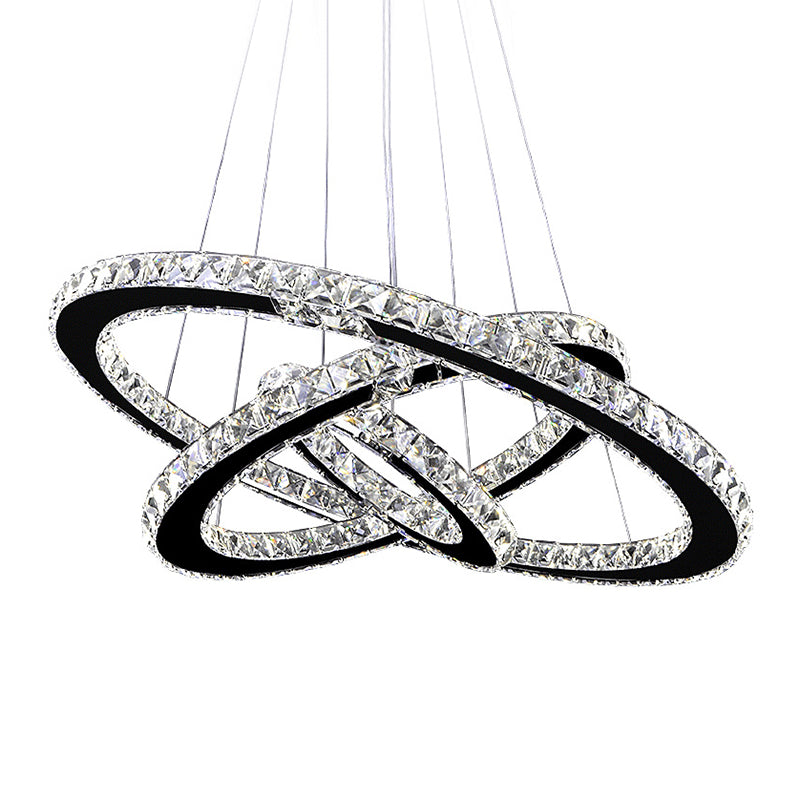Contemporary Interlace Rings Chandelier Pendant Light Stainless Steel Hanging Light Fixtures for Bedroom