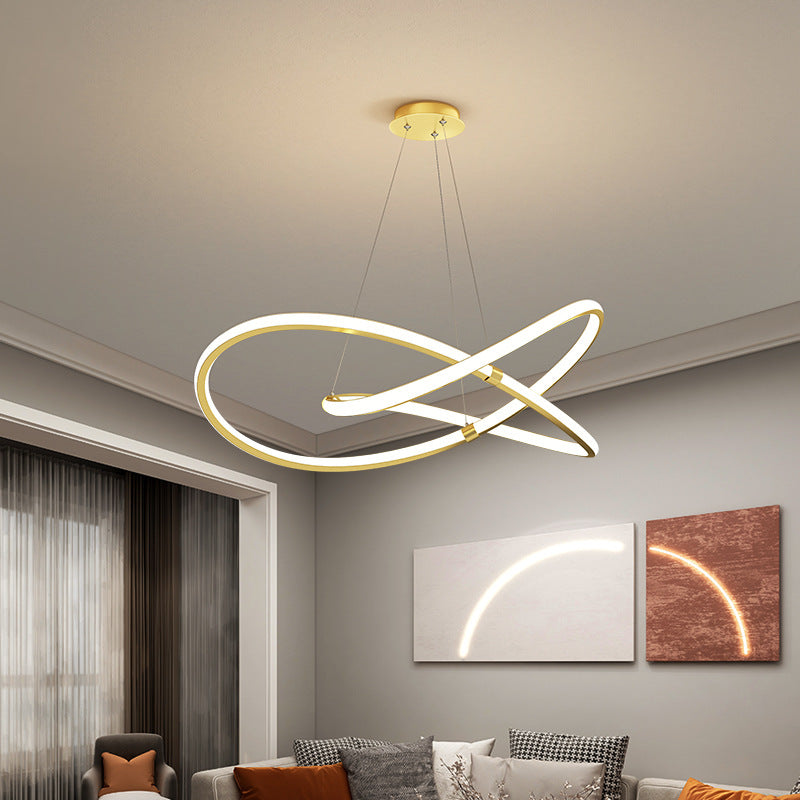 Ultra-modern Twist Chandelier Metal Pendant Light with Round Canopy  for Living Room