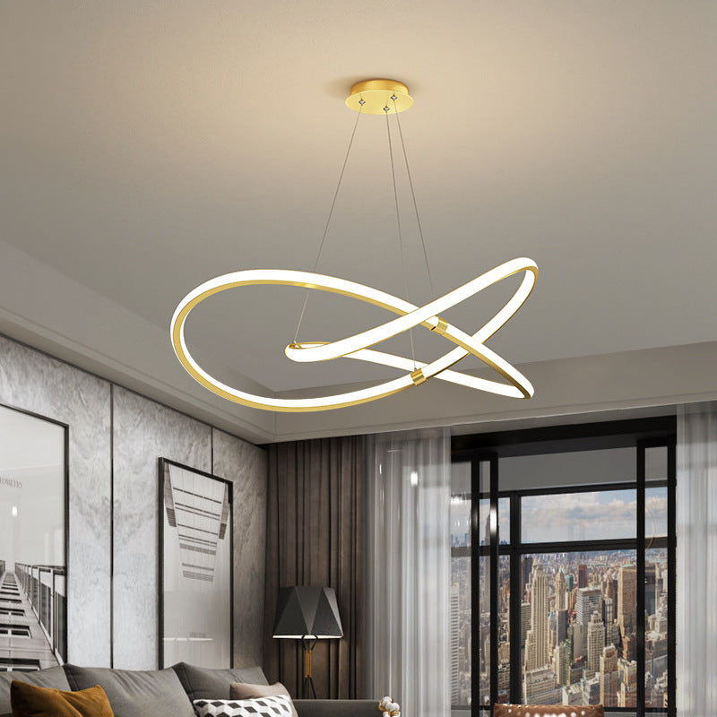 Ultra-modern Twist Chandelier Metal Pendant Light with Round Canopy  for Living Room