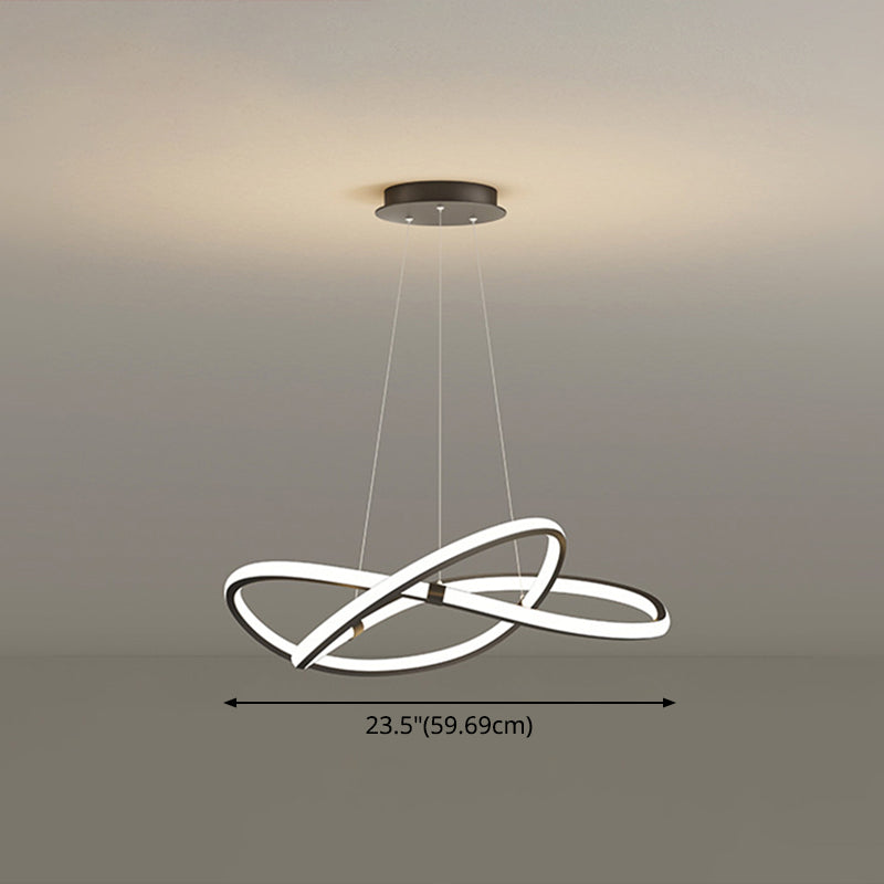 Ultra-modern Twist Chandelier Metal Pendant Light with Round Canopy  for Living Room