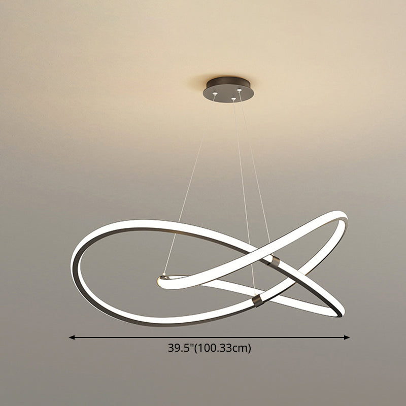 Ultra-modern Twist Chandelier Metal Pendant Light with Round Canopy  for Living Room