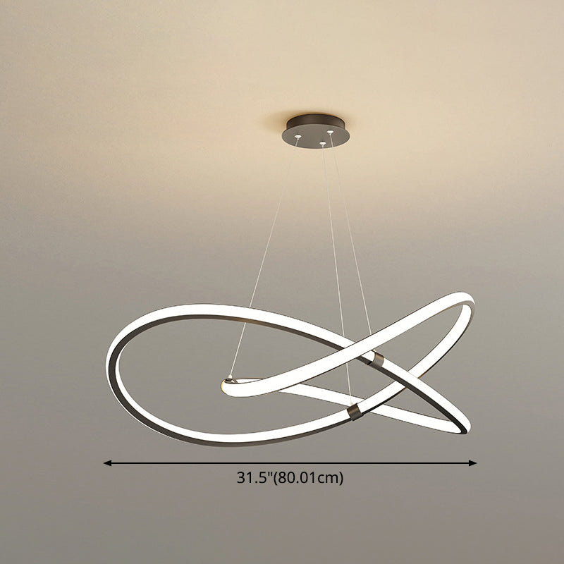 Ultra-modern Twist Chandelier Metal Pendant Light with Round Canopy  for Living Room