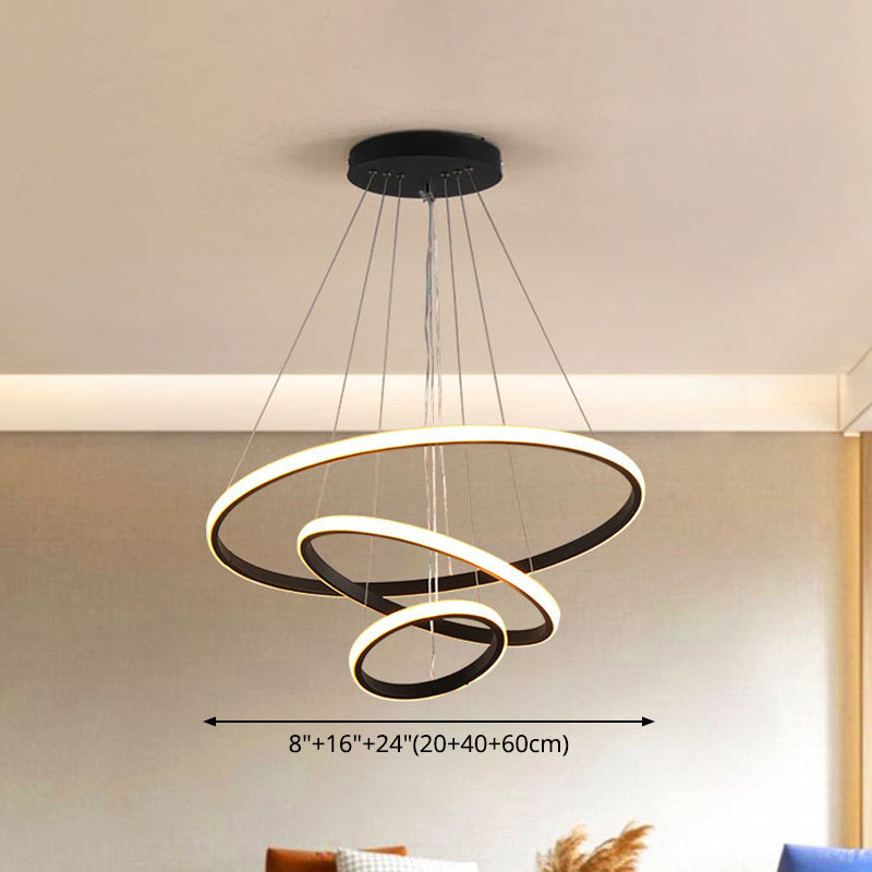 3 Rings Ceiling Pendant Light Simplicity Style Metal LED Bedroom Suspended Lighting Fixture
