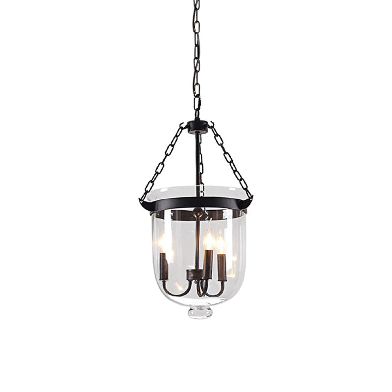 Black Bucket Chandelier Light Fixture Industrial Style Glass Dining Room Pendant Lighting