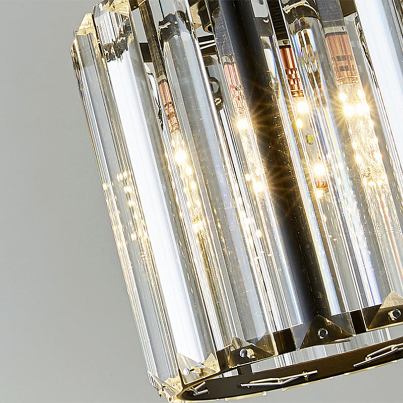 Éclairage de pendentif moderne Lument de suspension cylindrique noire avec une nuance de cristal
