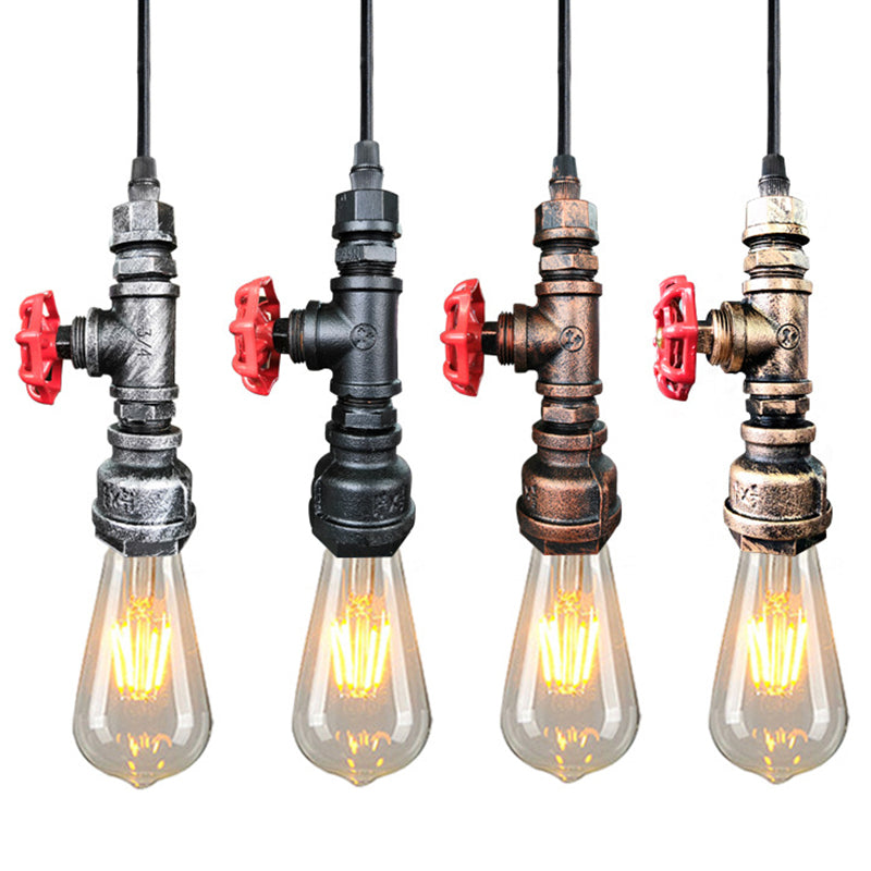 Metal Down Lighting Pendant Industrial-Style Exposed Bulb Warehouse Suspension Light