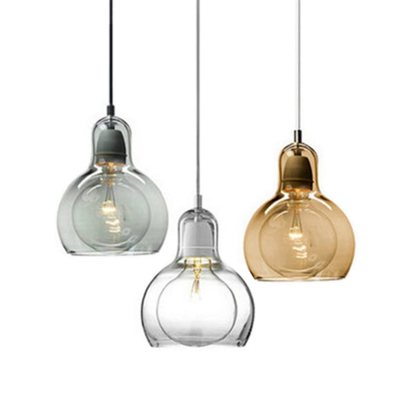 1 Light Pendant Lighting Fixtures Contemporary Gourd Glass Hanging Lights for Lounge